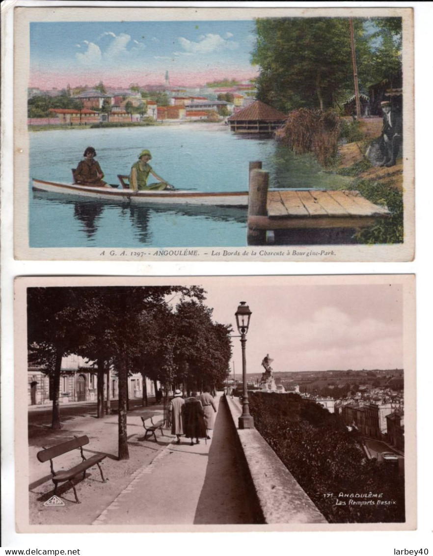 16 - ANGOULEME. - Les Bords De La Charente à Bourgine-Park. - Les Remparts - 2 Cartes Postales Ancienne - Angouleme