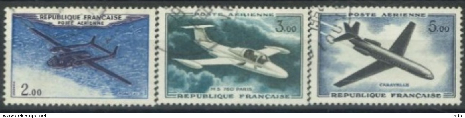 FRANCE - 1960/64 - AIR PLANES STAMPS SET OF 3, USED - Oblitérés