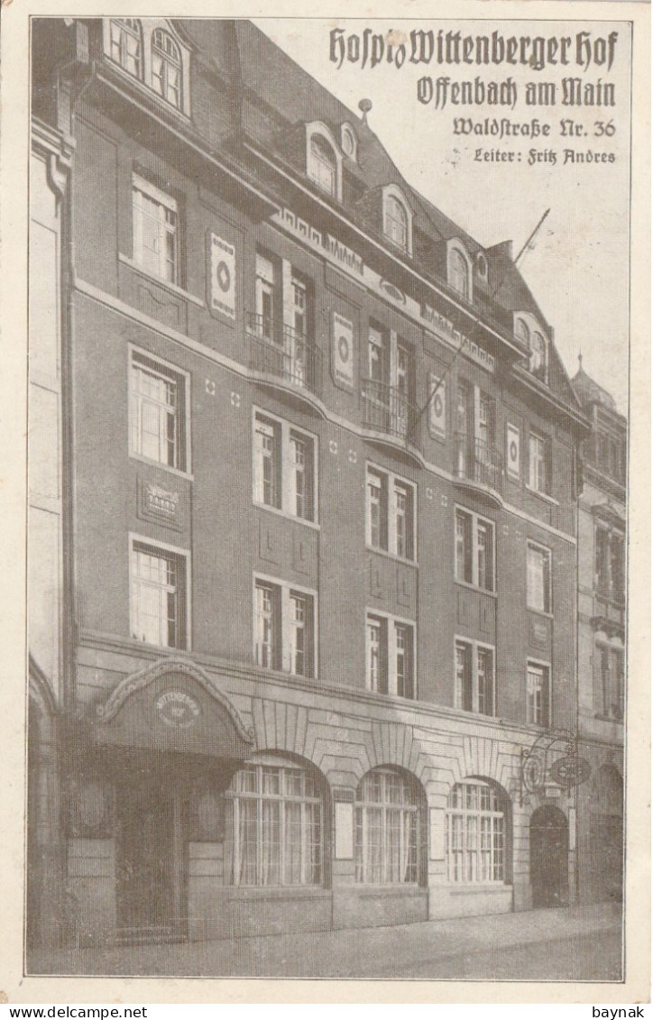 DE423  --   OFFENBACH AM MAIN  --  WITTENBERGER HOF  --  WALDSTRASSE Nr 36  --  LEITER: FRITZ ANDRES  --  1921 - Offenbach