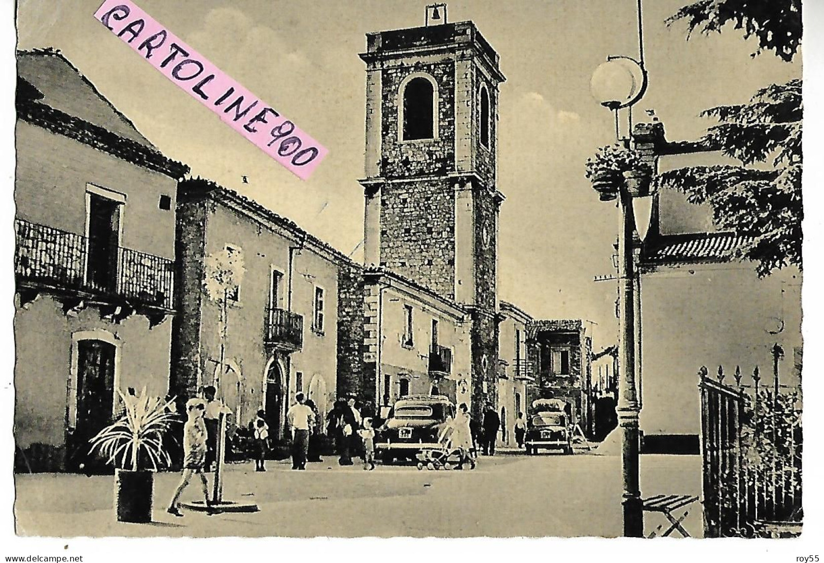 Abruzzo-chieti-celenza Sul Trigno Piazza Del Popolo Animata Veduta Anni 50 - Sonstige & Ohne Zuordnung