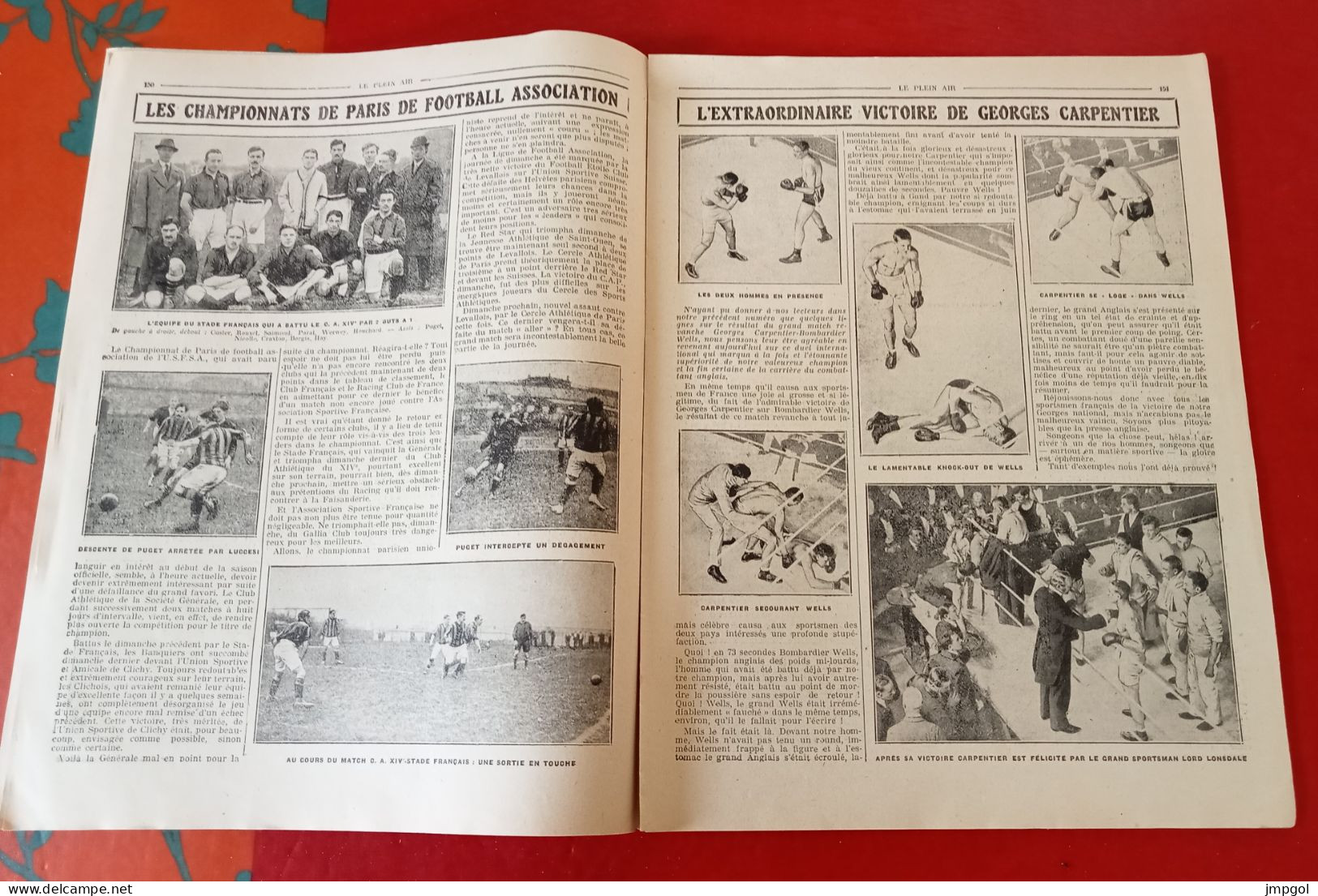 Le Plein Air N°219 Déc 1913 Boxe Carpentier Bombardier Wells Joe Jeanette Sam Langford Equipe De France Rugby - 1900 - 1949