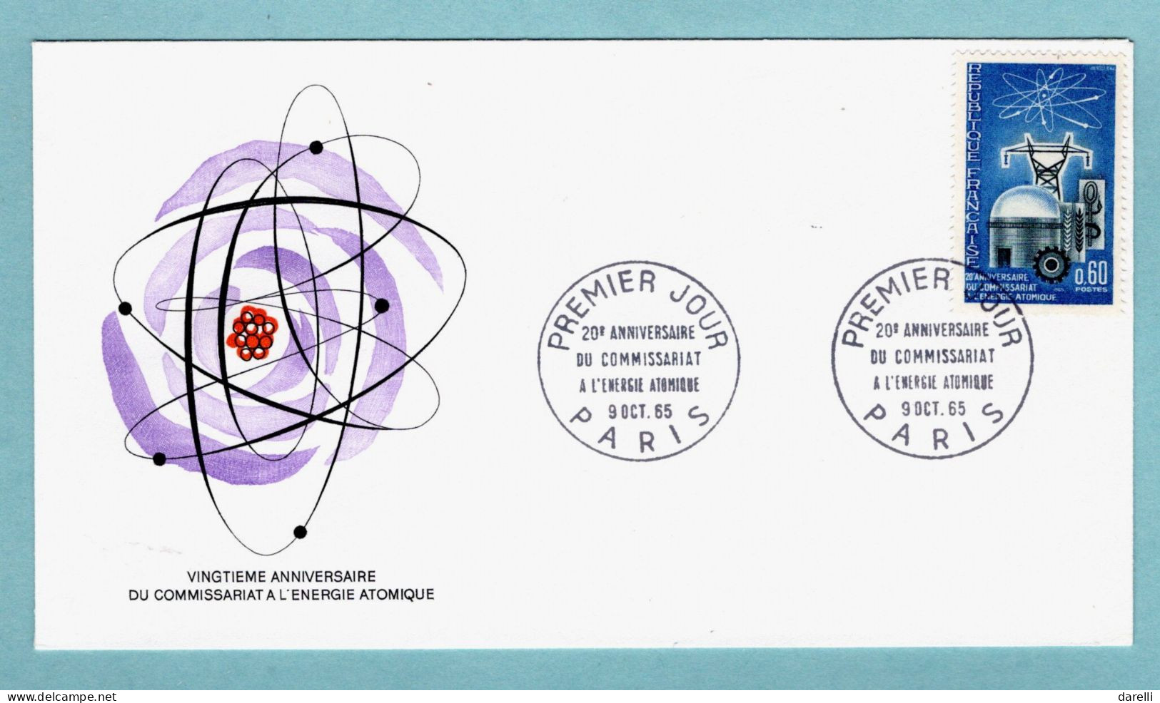 FDC Fracnce 1965 - 20ème Anniversaire Du Commissariat à L'énergie Atomique - CEA - YT 1462 - Paris - 1960-1969