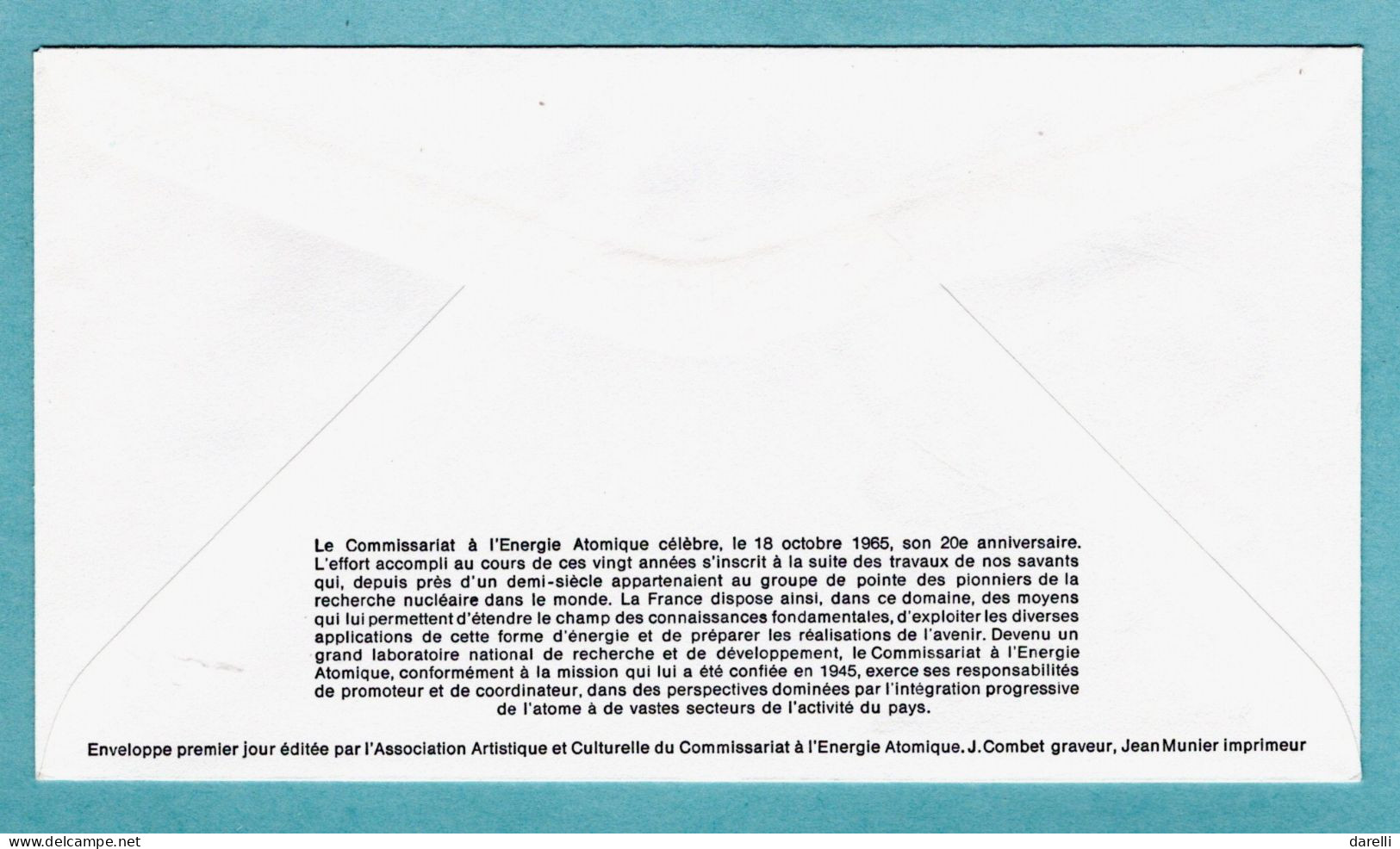 FDC Fracnce 1965 - 20ème Anniversaire Du Commissariat à L'énergie Atomique - CEA - YT 1462 - Paris - 1960-1969