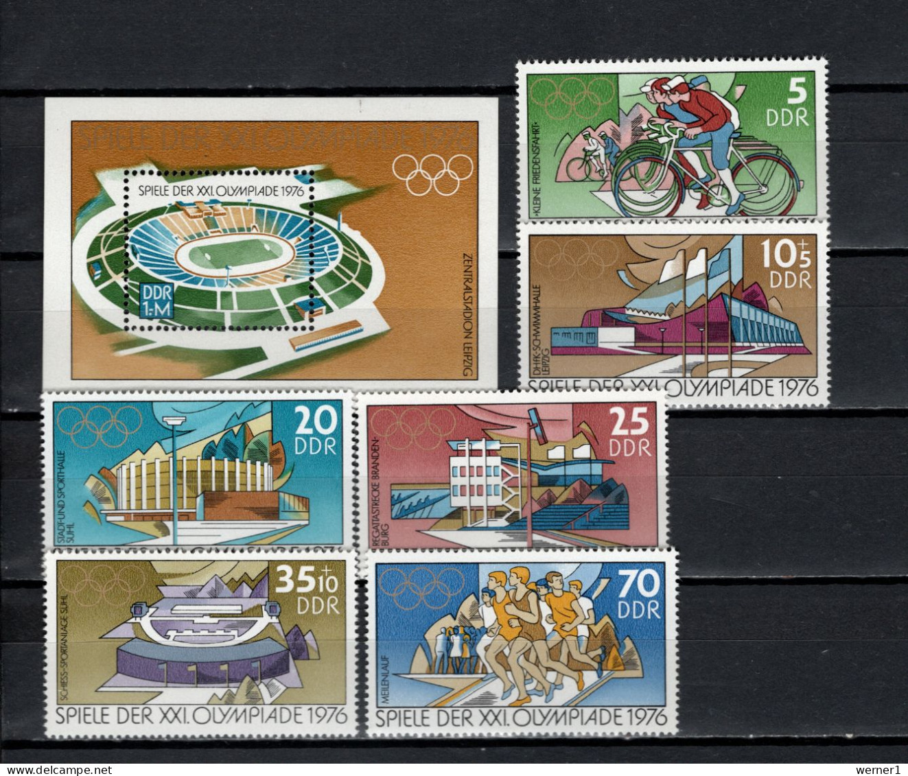 DDR 1976 Olympic Games Montreal, Cycling, Athletics Etc. Set Of 6 + S/s MNH - Sommer 1976: Montreal