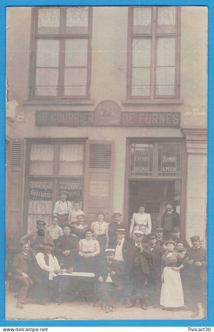 CARTE PHOTO NORD (59) - DUNKERQUE - DEVANTURE COMMERCE "AU COURRIER DE FURNES", RUE DES BASSINS - Dunkerque