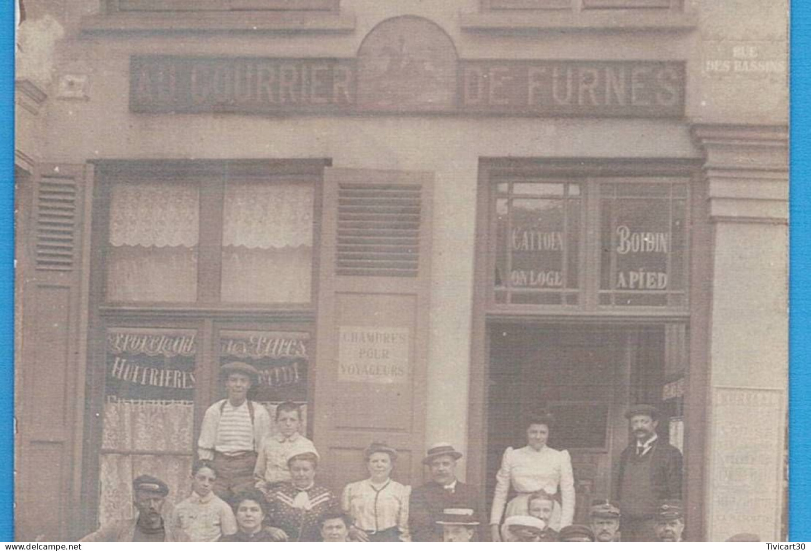 CARTE PHOTO NORD (59) - DUNKERQUE - DEVANTURE COMMERCE "AU COURRIER DE FURNES", RUE DES BASSINS - Dunkerque