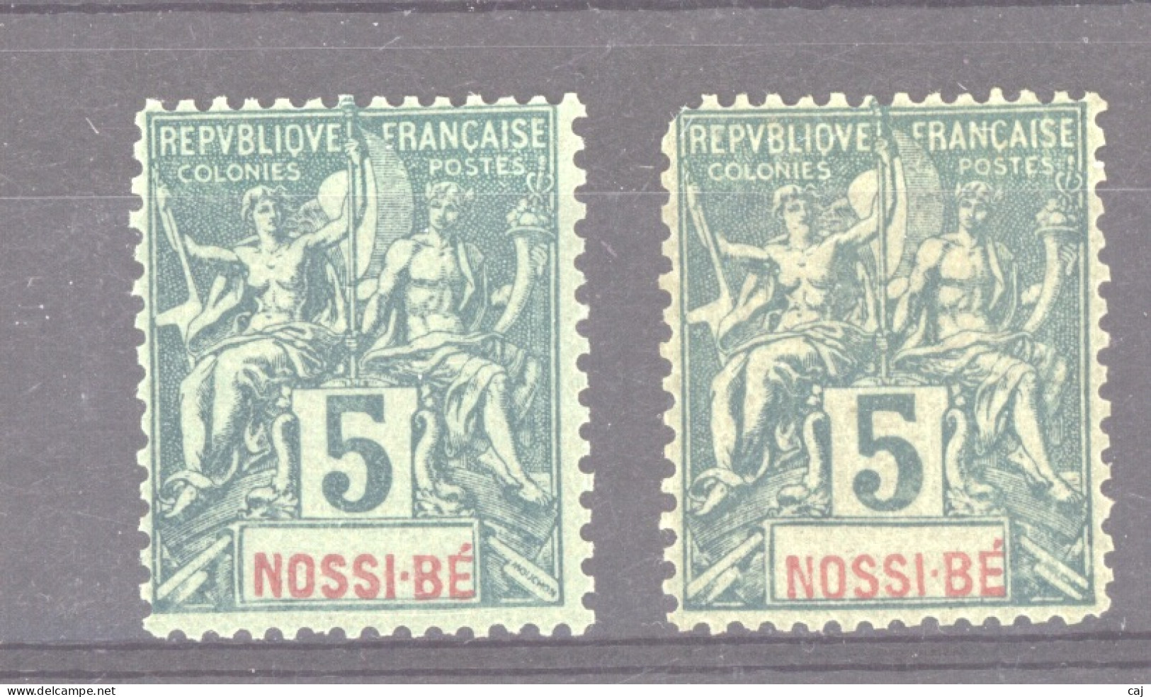 Nossi-Bé  :  Yv   30-30a  *  Sur Vert Et Vert Jaune - Unused Stamps