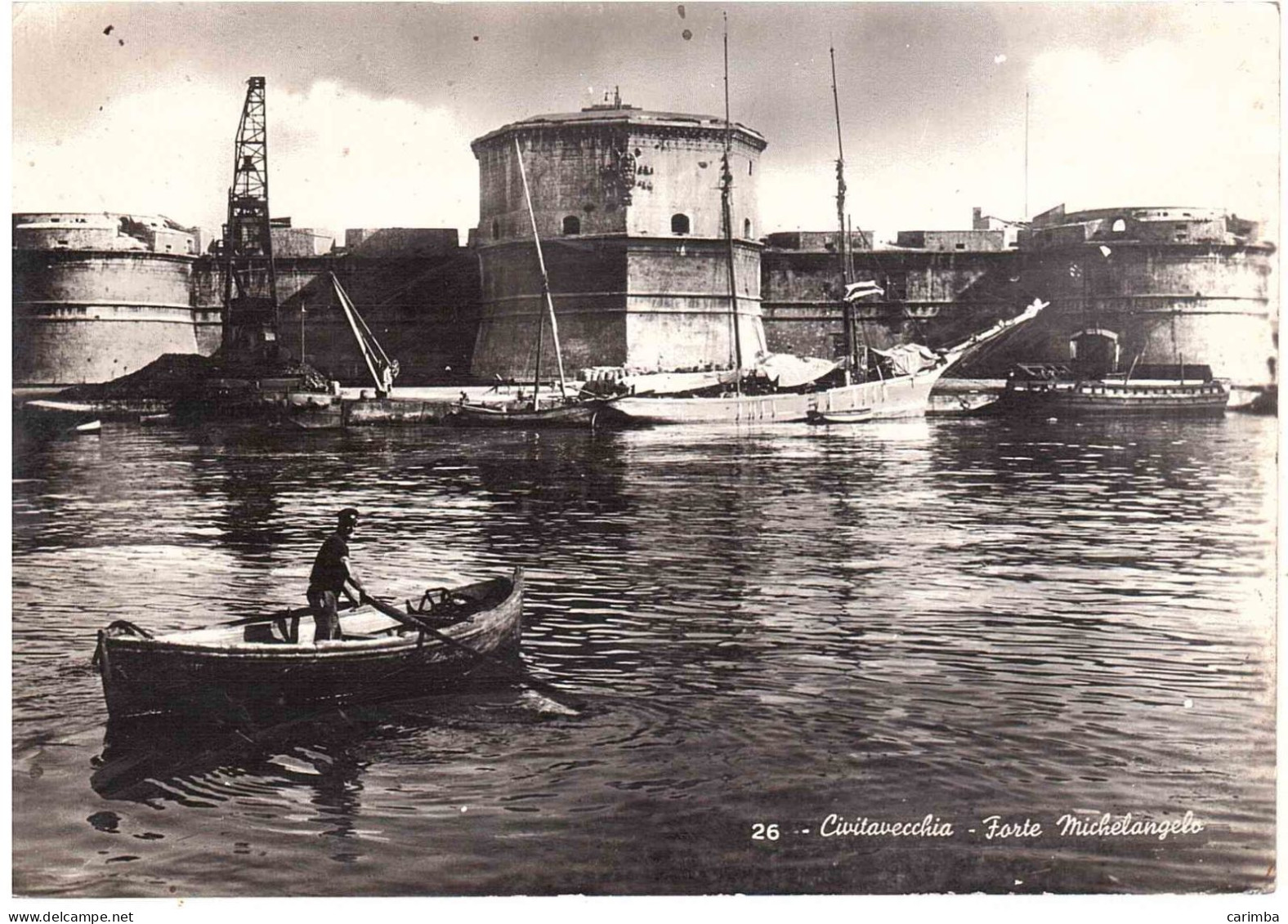 CARTOLINA CIVITAVECCHIA FORTE MICHELANGELO CON ANNULLO TARGHETTA CALAMATTA - Autres & Non Classés