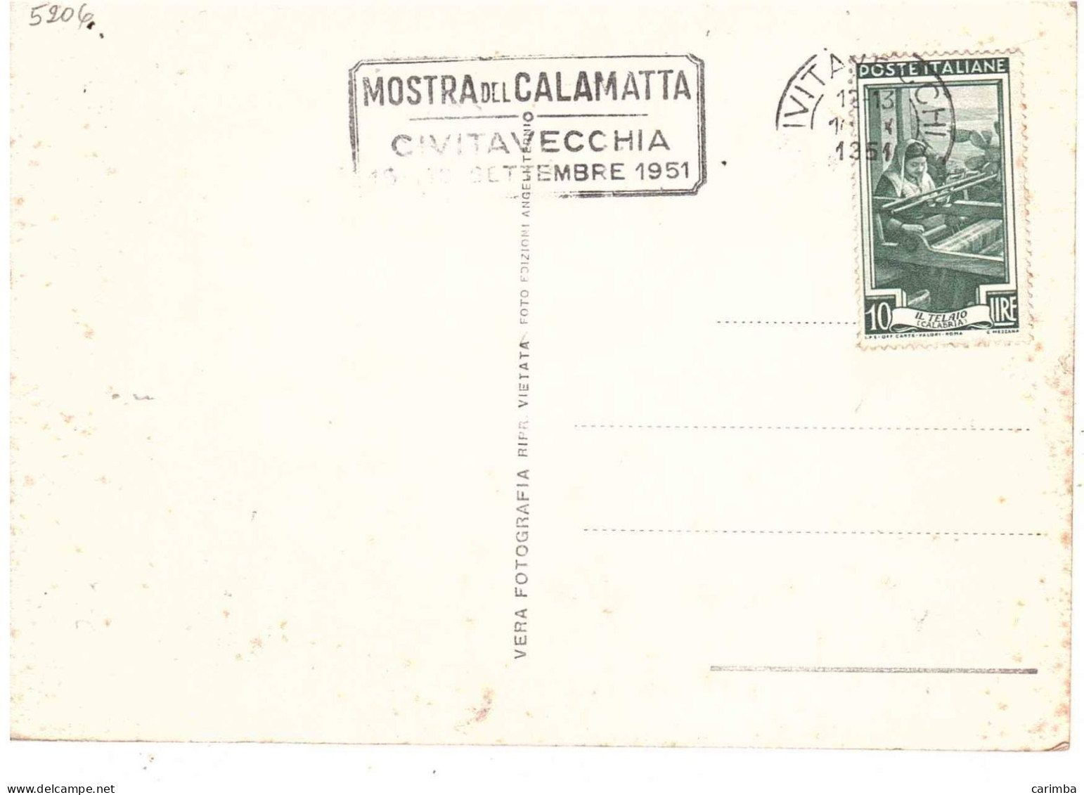CARTOLINA CIVITAVECCHIA FORTE MICHELANGELO CON ANNULLO TARGHETTA CALAMATTA - Other & Unclassified