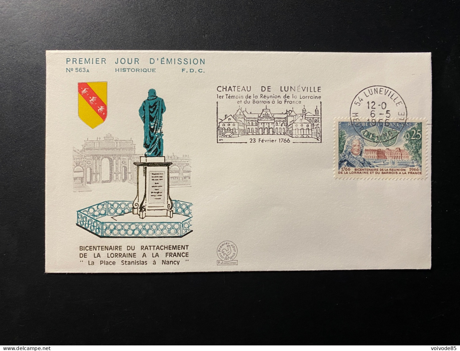 Enveloppe 1er Jour "Intégration De La Lorraine Et Du Barois" 06/05/1966 - Flamme - 1483 - Historique N° 563A - 1960-1969