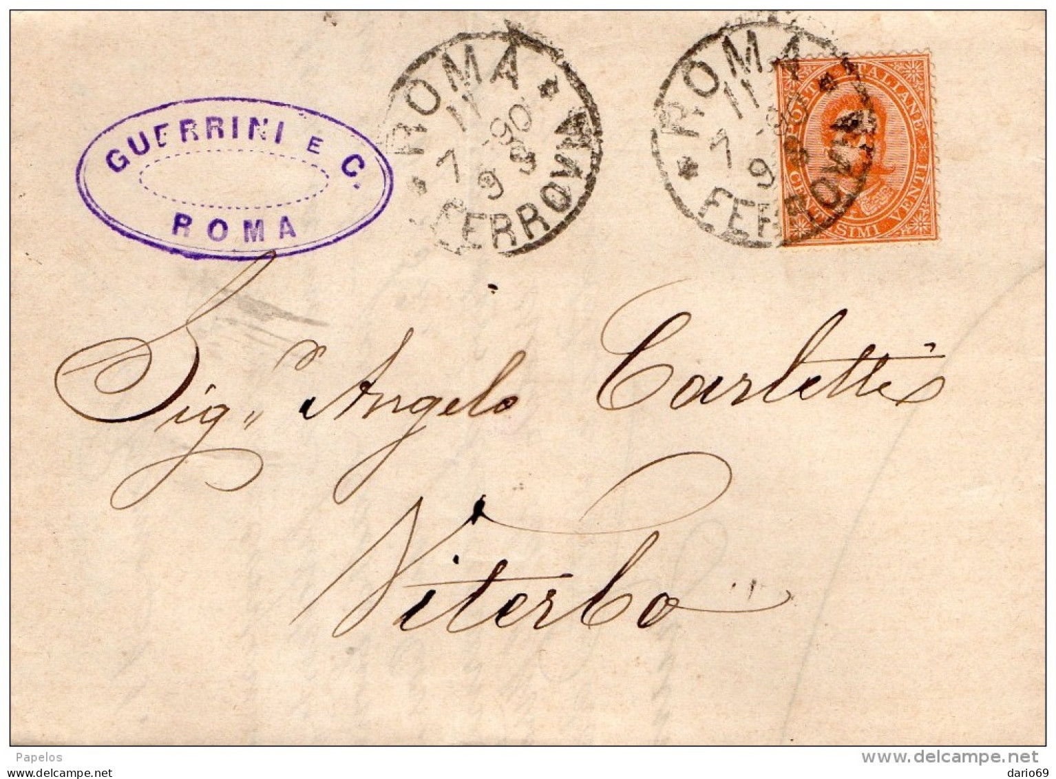 1890 LETTERA CON ANNULLO ROMA - Marcophilia