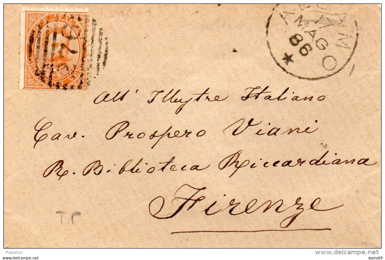 1886 LETTERA  CON ANNULLO ALCAMO   TRAPANI - Marcophilie