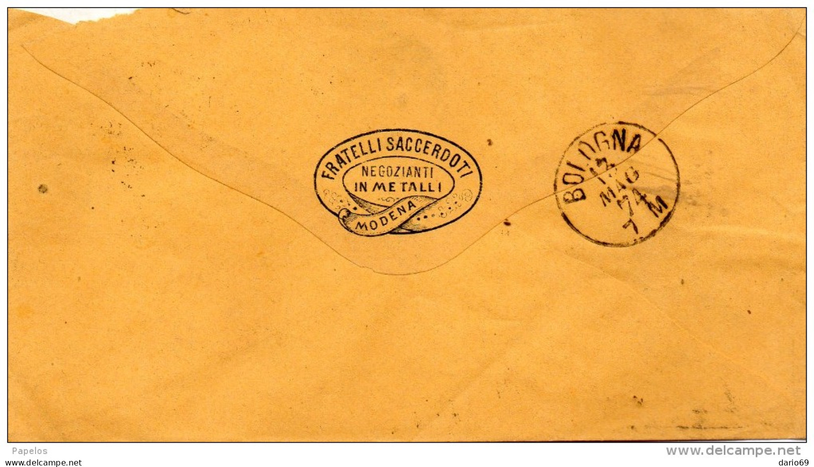 1874  LETTERA CON ANNULLO MODENA - Poststempel