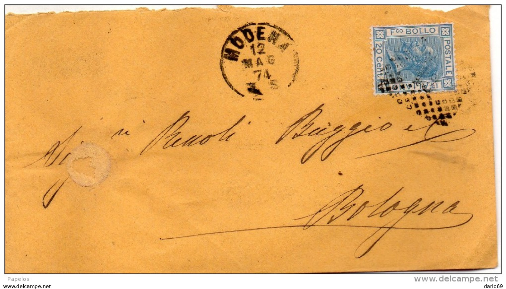 1874  LETTERA CON ANNULLO MODENA - Poststempel