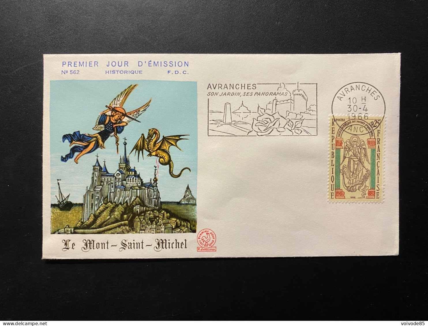 Enveloppe 1er Jour "Le Mont Saint Michel" 30/04/1966 - Flamme - 1482 - Historique N° 562 - 1960-1969