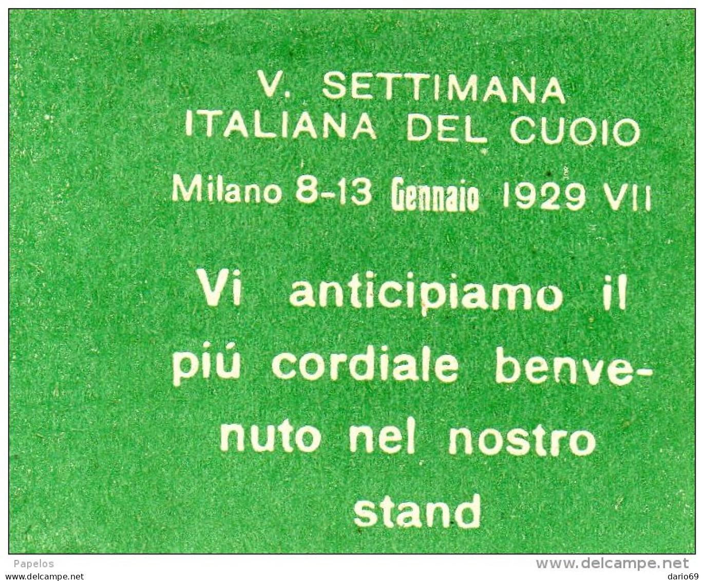 1929 MILANO - SETTIMANA ITALIANA DEL CUOIO - Erinnophilie