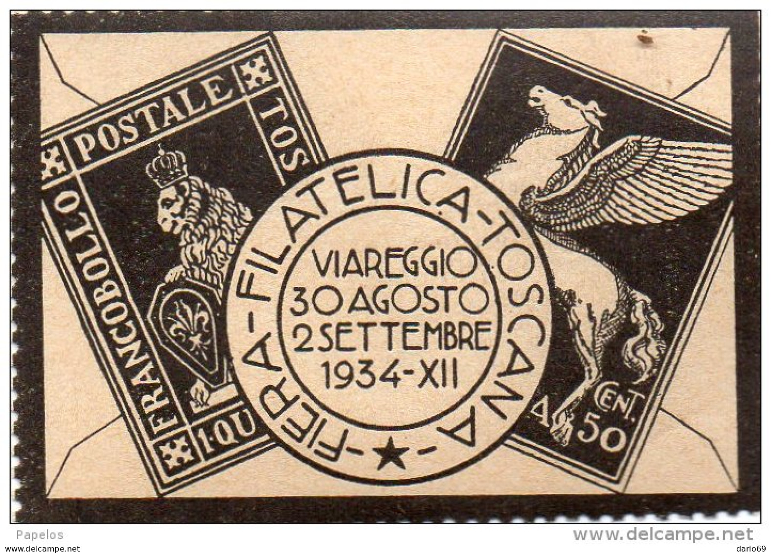 1934 VIAREGGIO - FIERA  FILATELICA TOSCANA - Erinnophilie