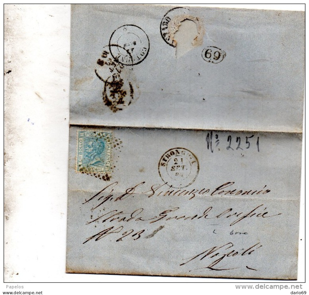 1867    LETTERA CON ANNULLO STRONGOLI CROTONE - Marcophilia