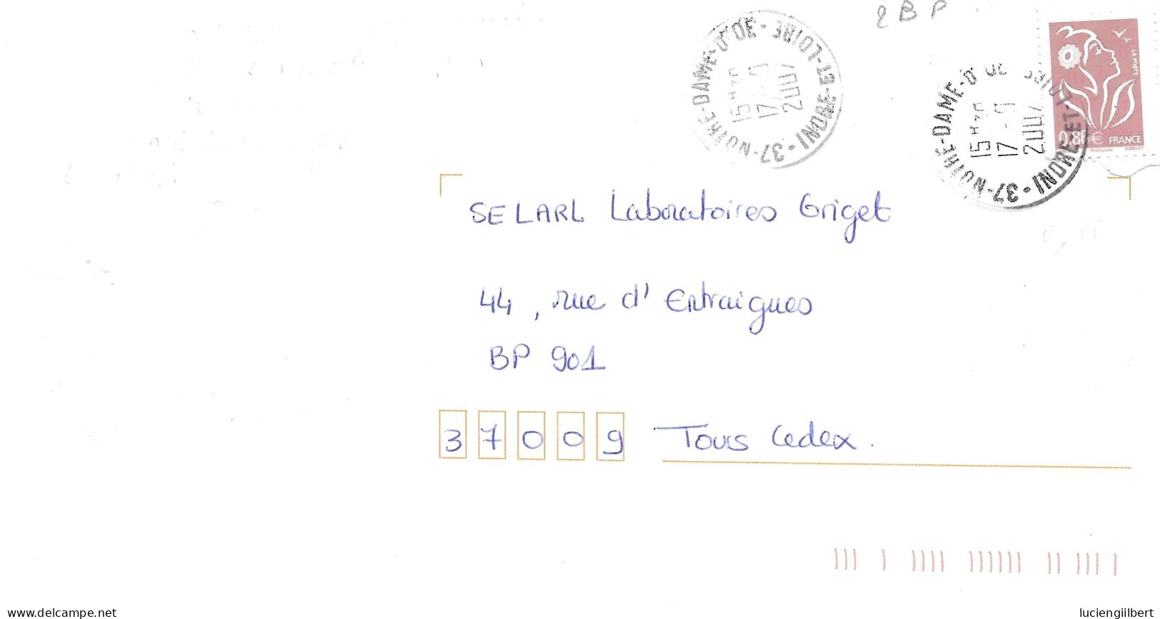 TIMBRE N° 3969   - MARIANNE DE LA MOUCHE     - TARIF DU 1 10 06 AU 28 2 08 -  SEUL SUR LETTRE - 2007 - Postal Rates