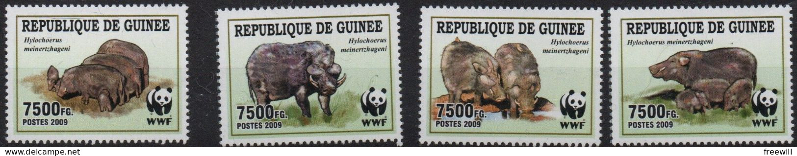 Guinée, Guinea  Espèces Menacées- Endangered Animals 2009 WWF  XXX - Guinée (1958-...)