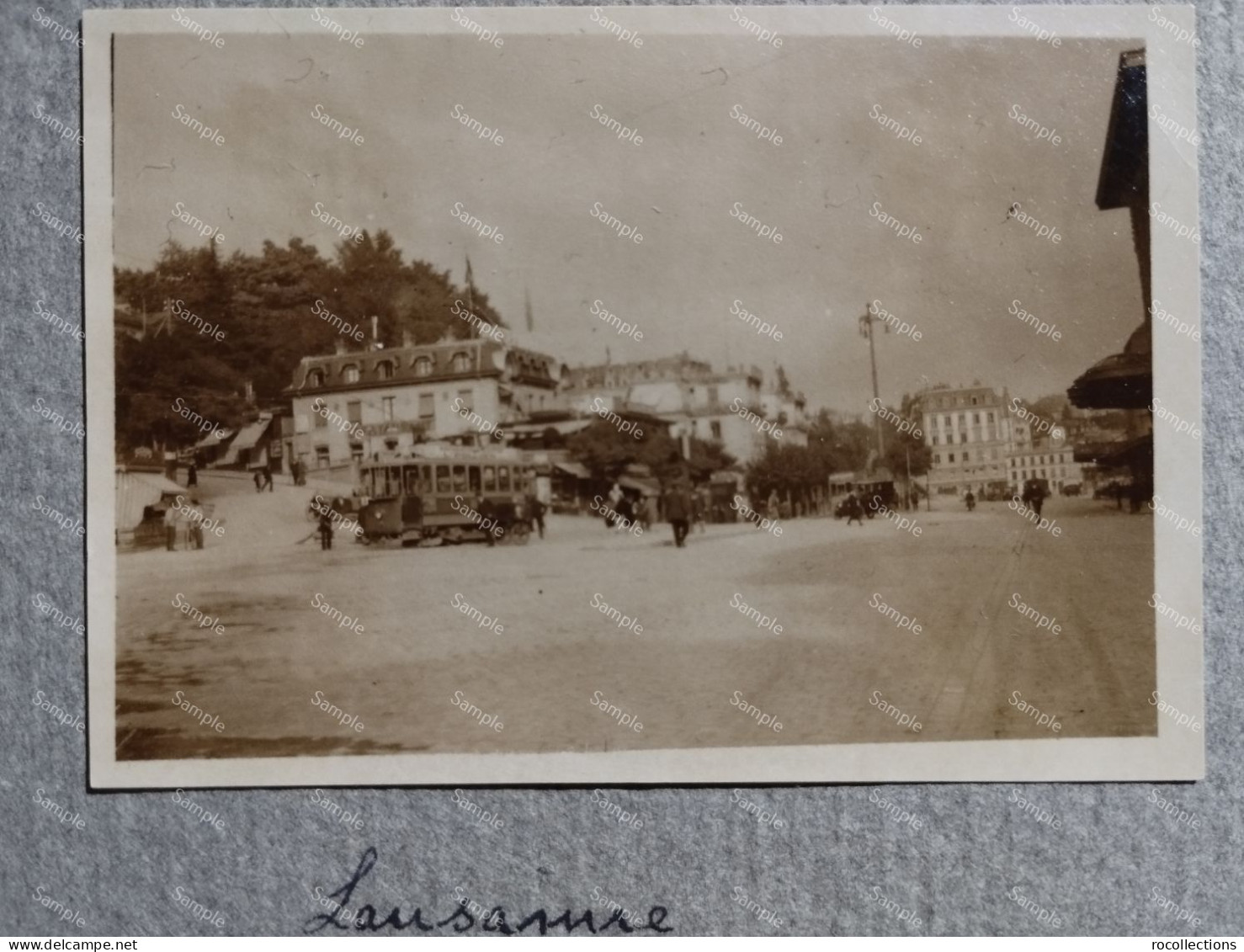 Suisse Switzerland Photo Lausanne Street Scene 1925. Tramway.  85x60 Mm. - Europa