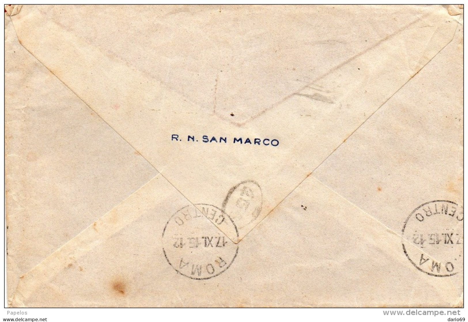 1915 LETTERA CON ANNULLO R.NAVE SAN MARCO   + VERIFICATO PER CENSURA - Marcophilie