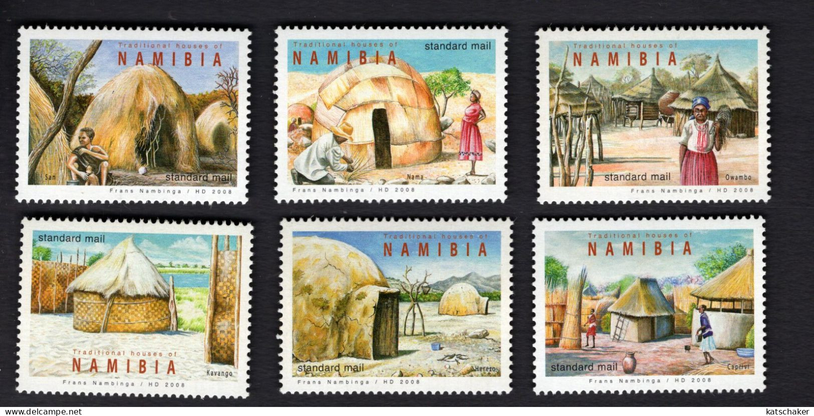 2031344024 2008 SCOTT 1152A 1152F (XX) POSTFRIS MINT NEVER HINGED -  TRADITIONAL HOUSES - Namibië (1990- ...)