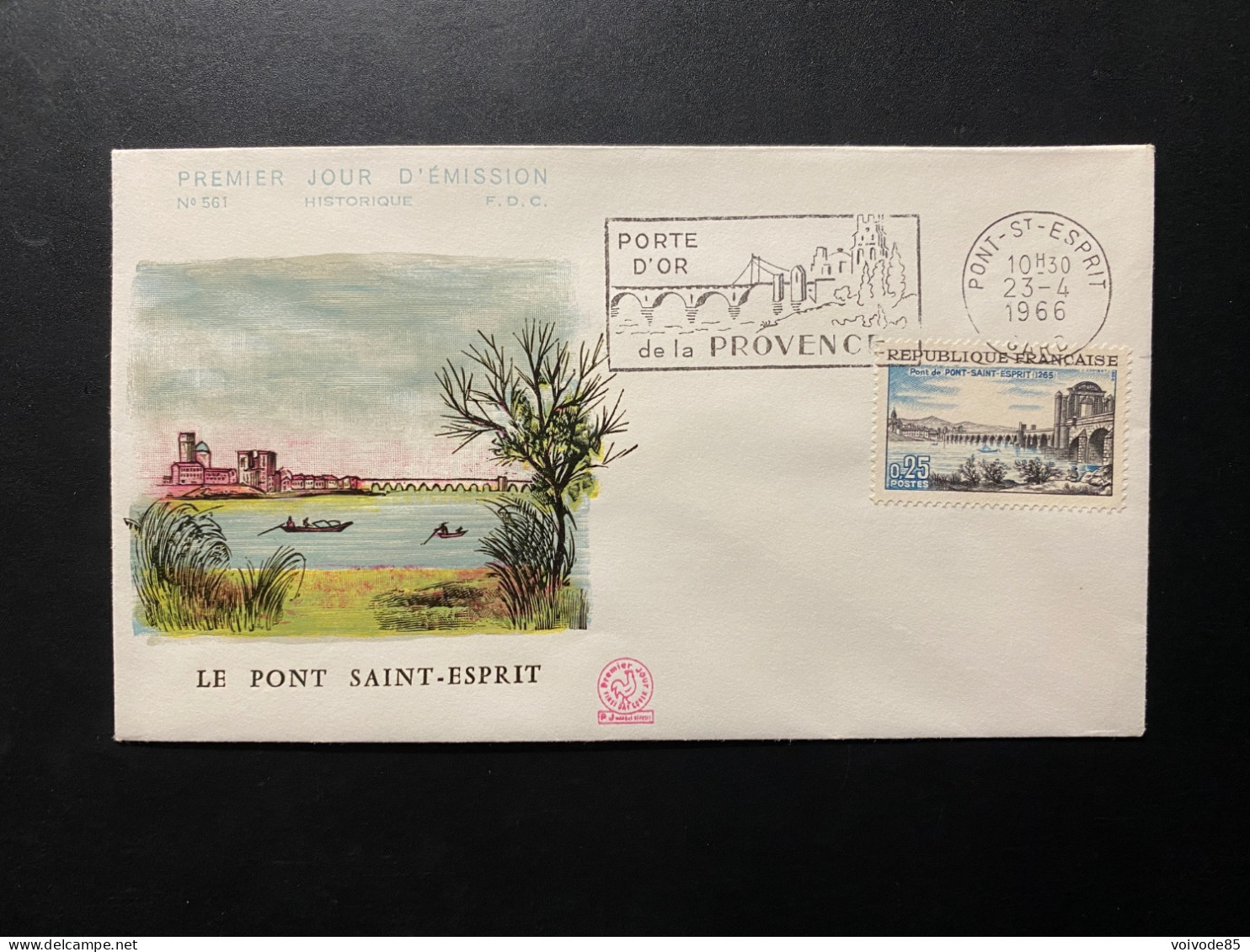 Enveloppe 1er Jour "Le Pont Saint Esprit" 23/04/1966 - Flamme - 1481 - Historique N° 561 - 1960-1969