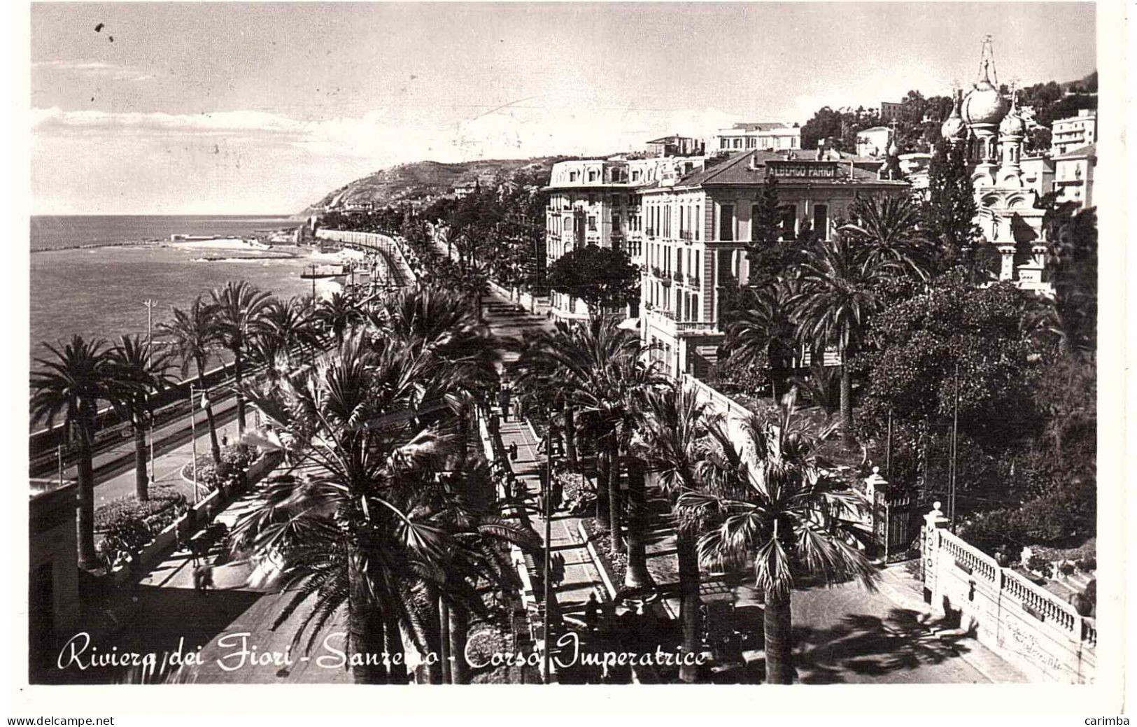 CARTOLINA SANREMO CORSO IMPERATRICE CON ANNULLO TARGHETTA STAGIONE LIRICA - San Remo