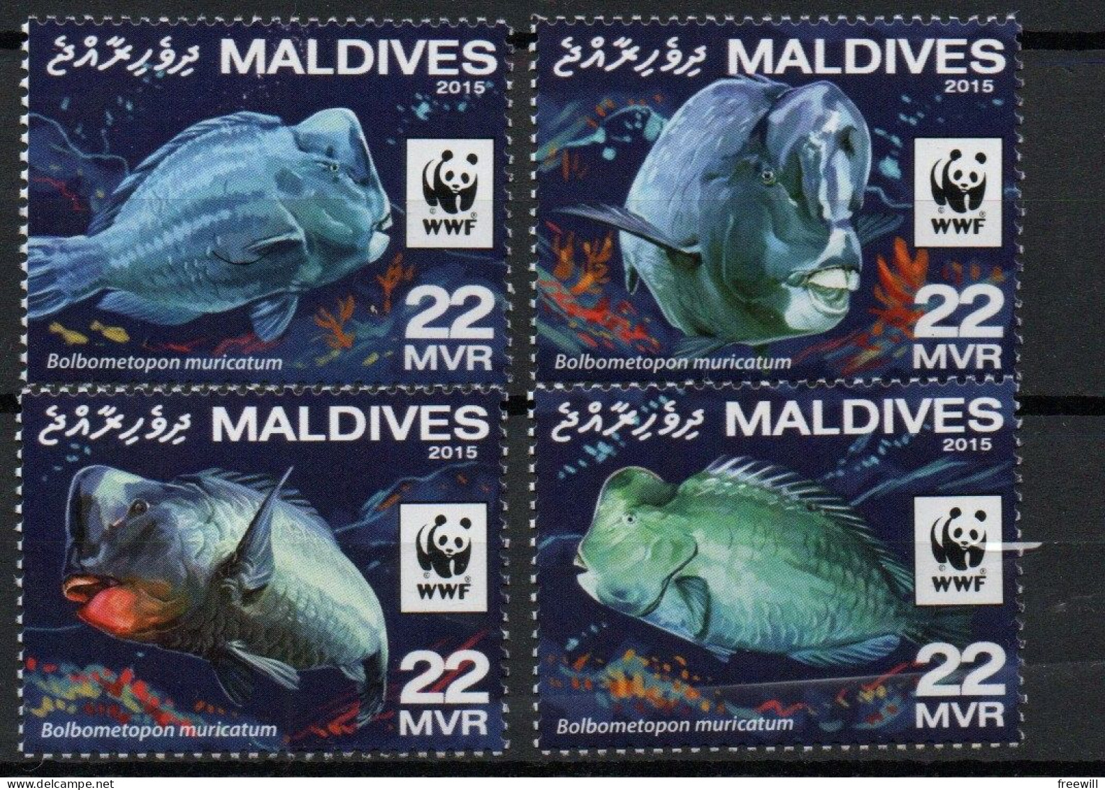 Maldives   Espèces Menacées- Endangered Animals 2015 WWF  XXX - Malediven (1965-...)