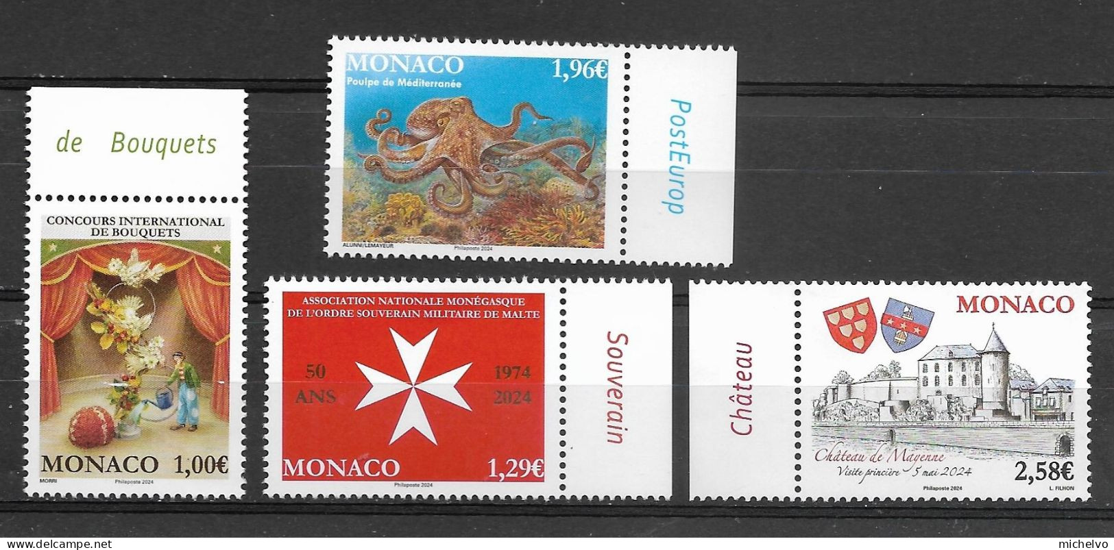 Monaco 2024 - Malte - Bouquets - Poulpe - Mayenne  ** - Unused Stamps