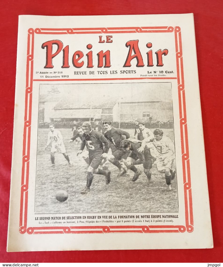 Le Plein Air N°218 Déc 1913 Selection Rugby Coupe Michelin Aviation Coursing Saint Cloud Salon Aéronautique Grand Palais - 1900 - 1949