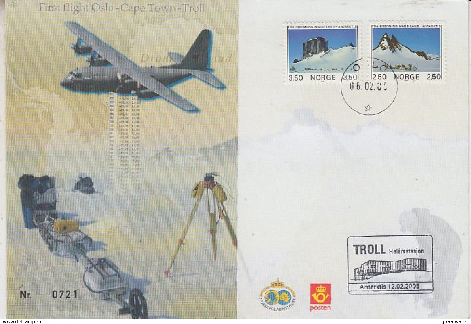 Norway First Flight Oslo - Cape Town - Troll (Antarctica) Ca Oslo 06.02.2005 - Vols Polaires