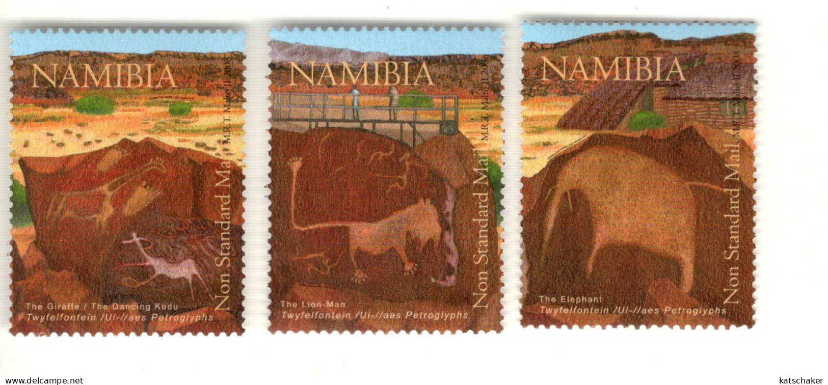 2031344723 2008 SCOTT 1153 1155 (XX) POSTFRIS MINT NEVER HINGED -  TWYFELFONTEIN UNESCO WORLD HERITAGE SITE ROCK DRAWING - Namibie (1990- ...)