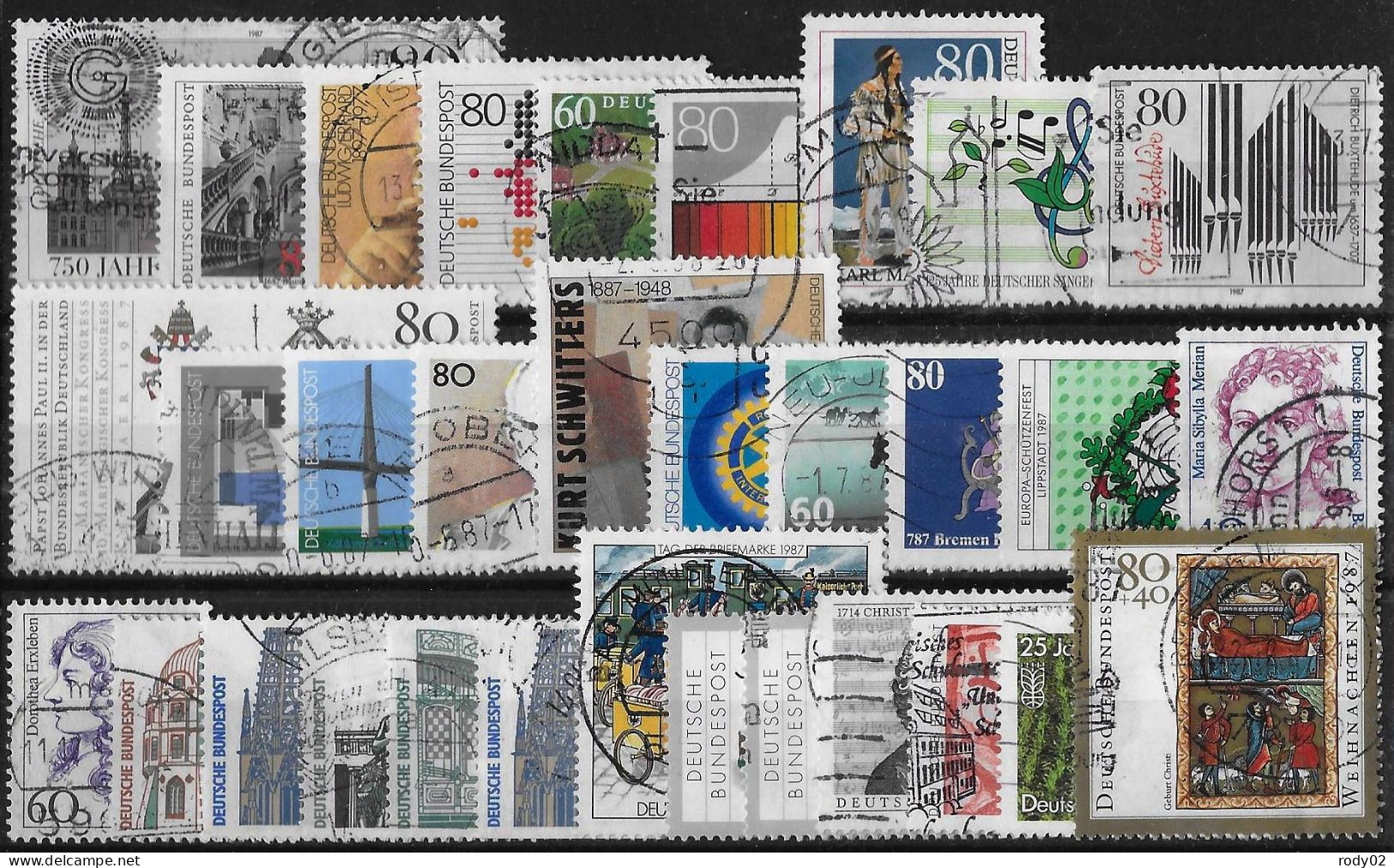 ALLEMAGNE REPUBLIQUE FEDERALE - ANNEE 1987 - 32 VALEURS - OBLITERES - TOUS DIFFERENTS - Used Stamps