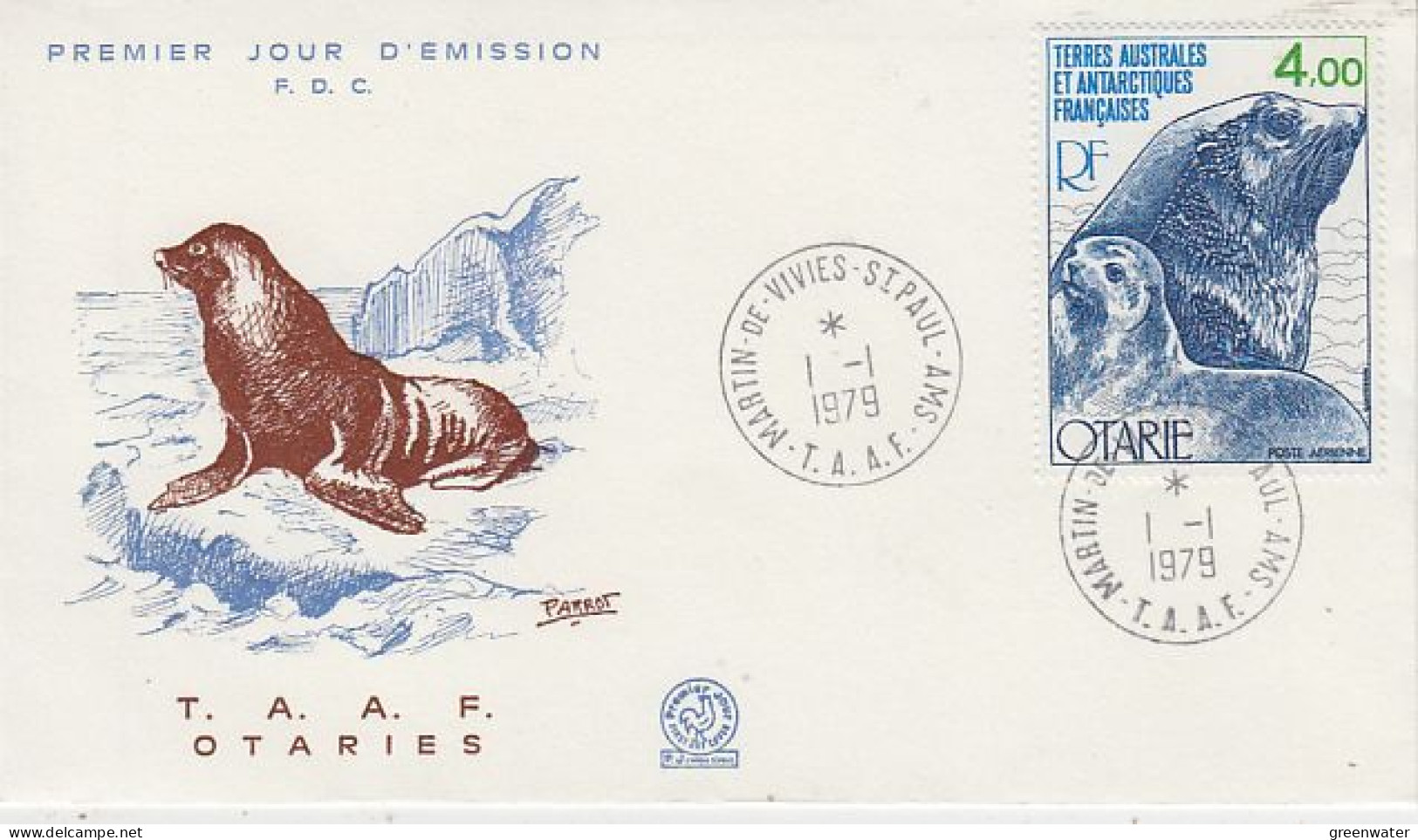 TAAF 1979 Otarie FDC Ca Martin-de-Vivies 1.1.1979 (59869) - FDC