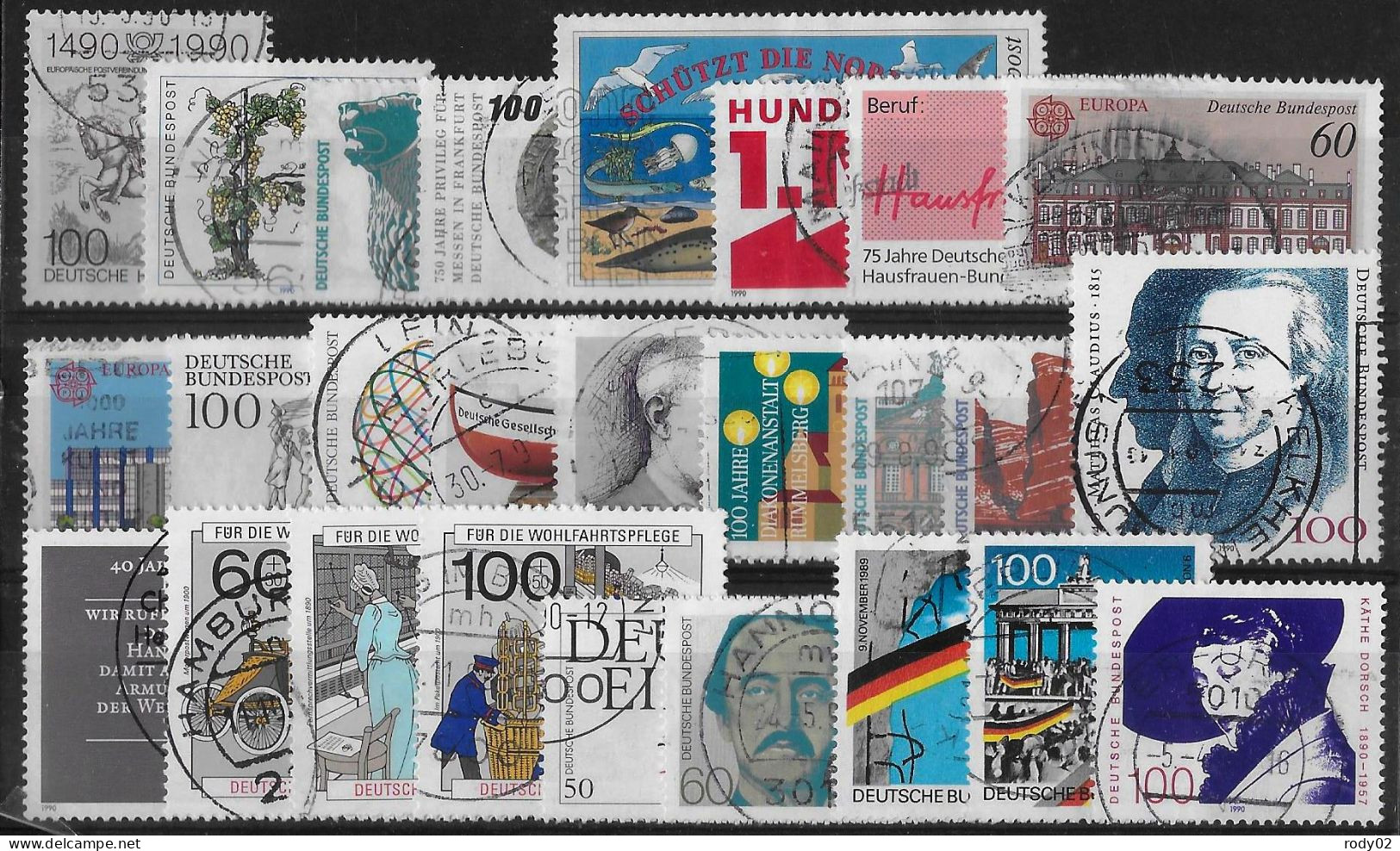 ALLEMAGNE REPUBLIQUE FEDERALE - ANNEE 1990 - 26 VALEURS - OBLITERES - TOUS DIFFERENTS - Used Stamps