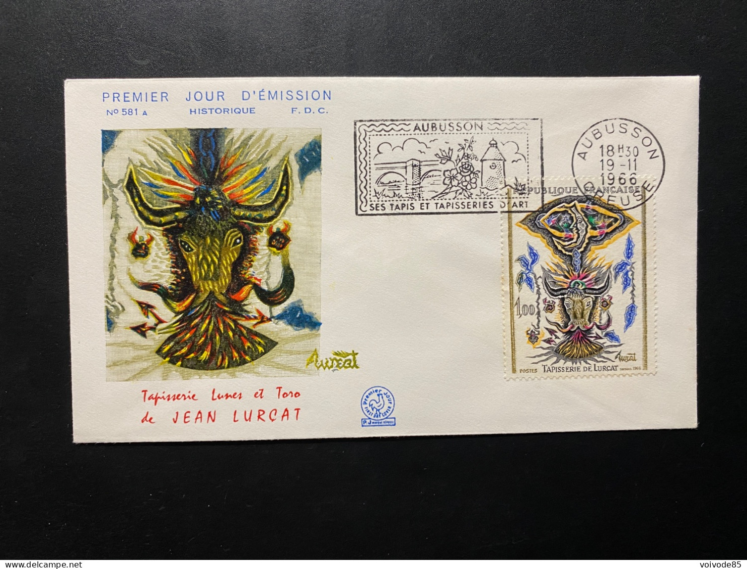 Enveloppe 1er Jour "Tapisserie De Jean Lurçat" 19/11/1966 - Flamme - 1493 - Historique N° 581A - 1960-1969