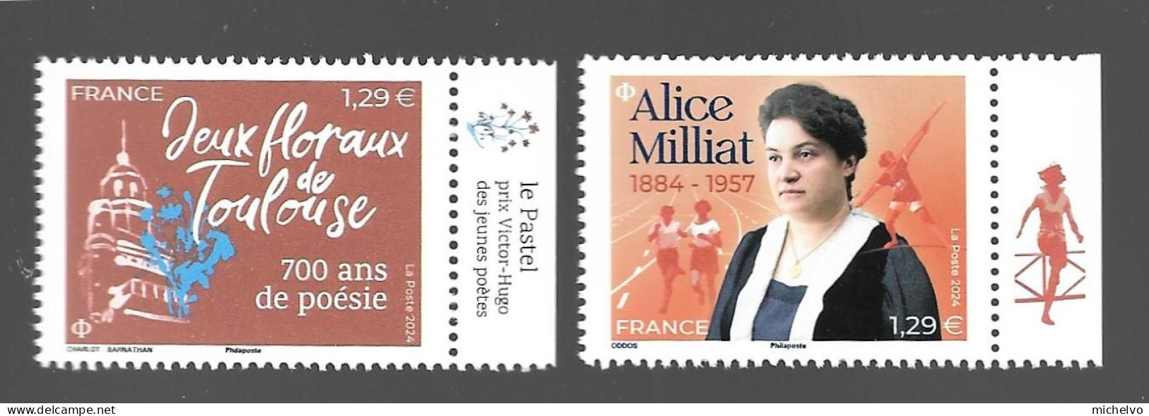 France 2024 - Jeux Floraux De Toulouse – 700 Ans De Poésie & Alice Milliat ** - Ungebraucht
