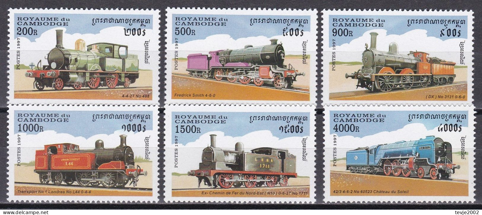 Kambodscha 1997 - Mi.Nr. 1724 - 1729 - Postfrisch MNH - Eisenbahnen Railways Lokomotiven Locomotives - Trains