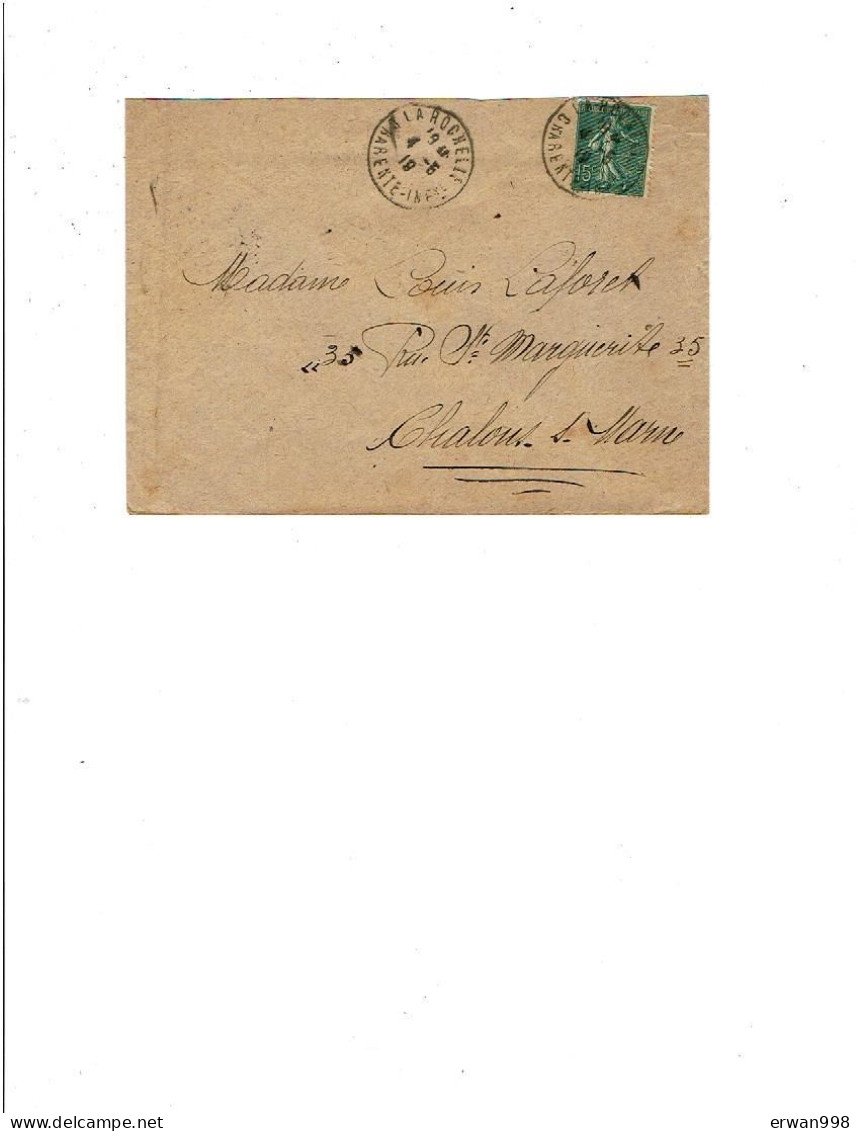 52 CHAMOULLEY  Cachet Perlé Du 28/4/1918 03 Gare MONTLUCON 17 LA ROCHELLE S/ YT130 Semeuse  Ligné Seul Sur Lettre (1308) - Manual Postmarks