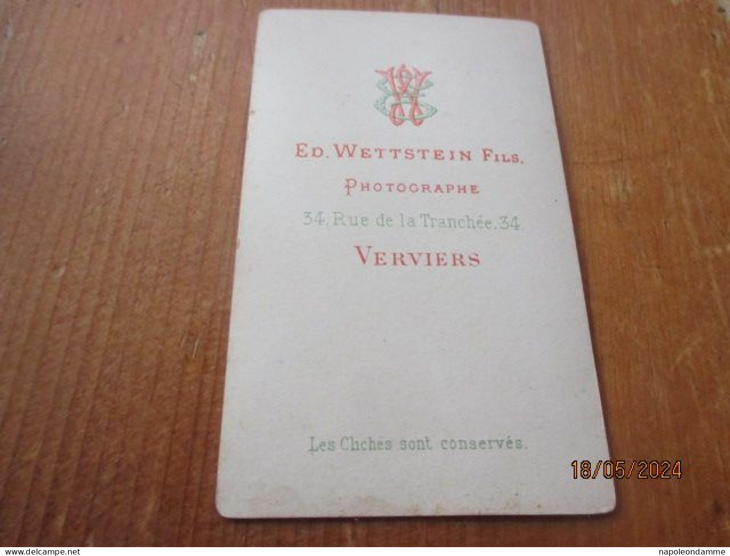 Foto Cdv,edit Ed Wettstein Fils, Verviers - Oud (voor 1900)