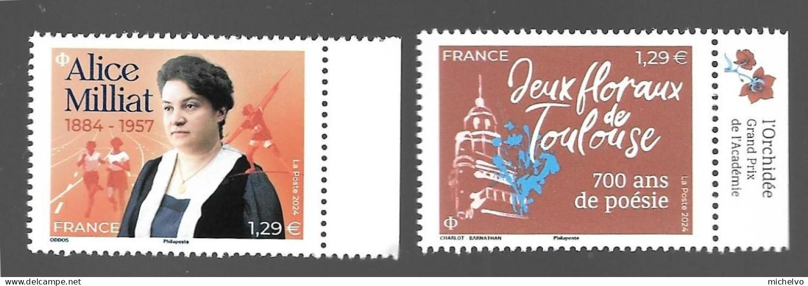 France 2024 - Jeux Floraux De Toulouse – 700 Ans De Poésie & Alice Milliat ** - Unused Stamps