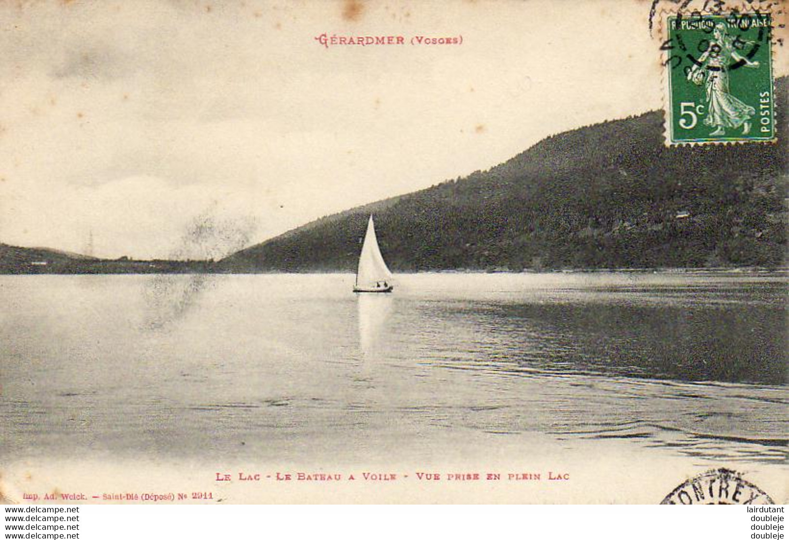 D88  GERARDMER  Le Lac- Le Bateau à Voile- Vue Prise En Plein Lac  ..... - Gerardmer