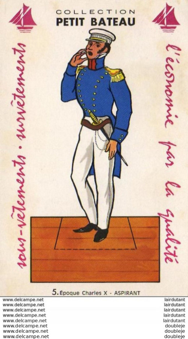 Carte Publicitaire Petit- Bateau Uniforme- Epoque Charles X- Aspirant ... - Guerre