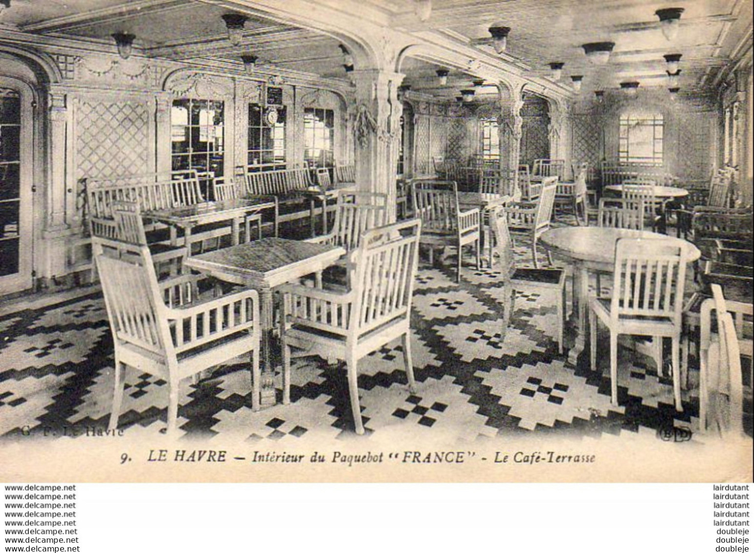 PAQUEBOTS  LE HAVRE  Intérieur Du Paquebot " FRANCE ", Le Café Terrasse - Cie Générale Transatlantique  ... - Dampfer