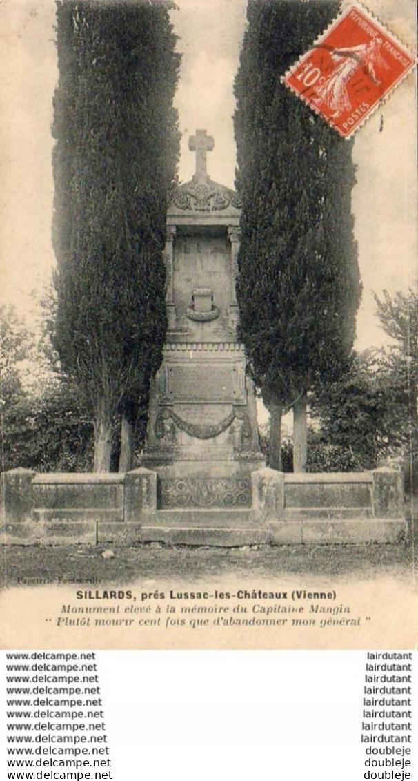 D86  SILLARDS Près Lussac Les Châteaux   Monument élevé à La Mémoire Du Capitaine Mangin - Lussac Les Chateaux