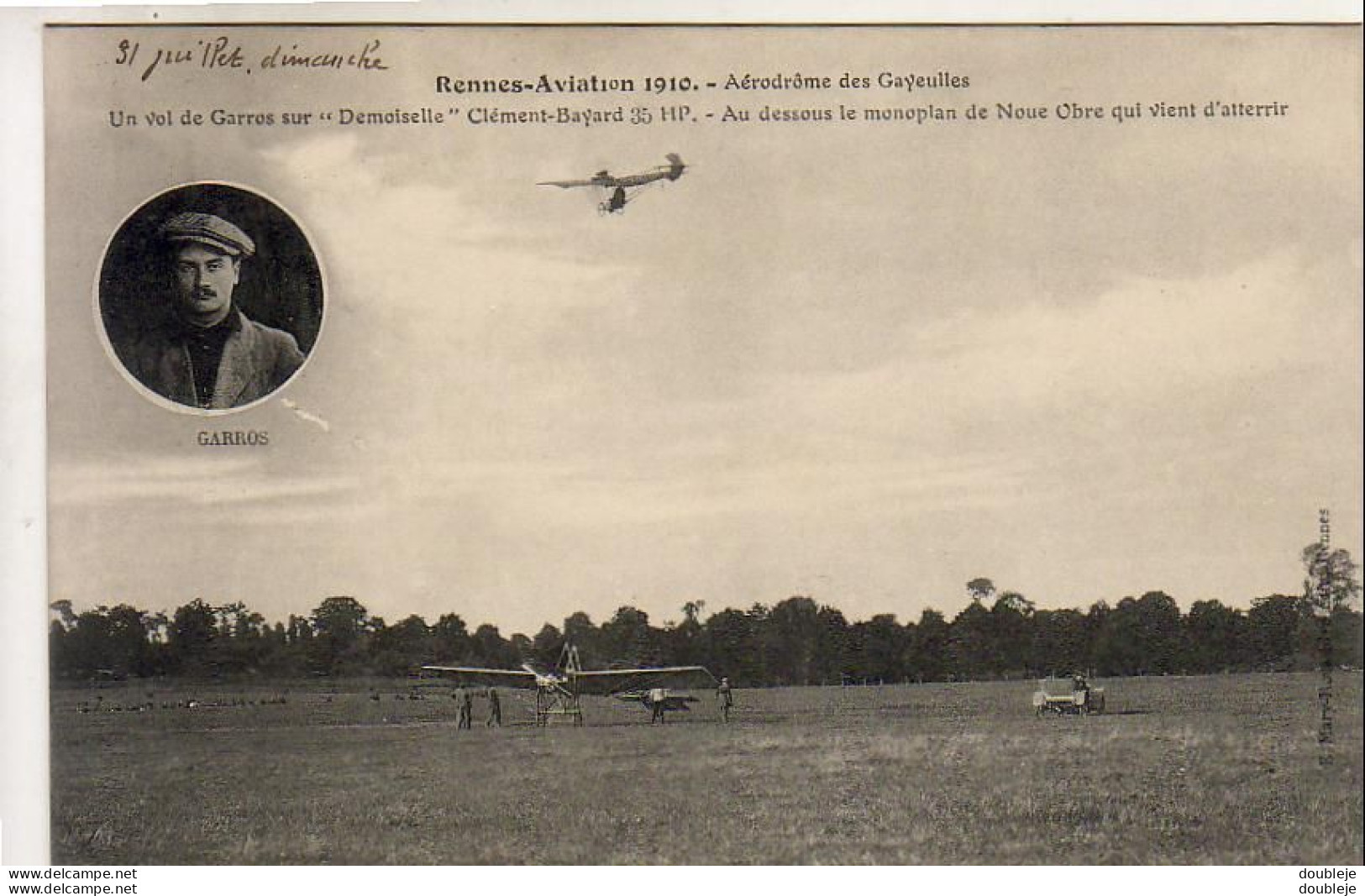 D35  RENNES AVIATION 1910 Aérodrome Des Gayeulles  Un Vol De Garros Sur Demoiselle - Rennes