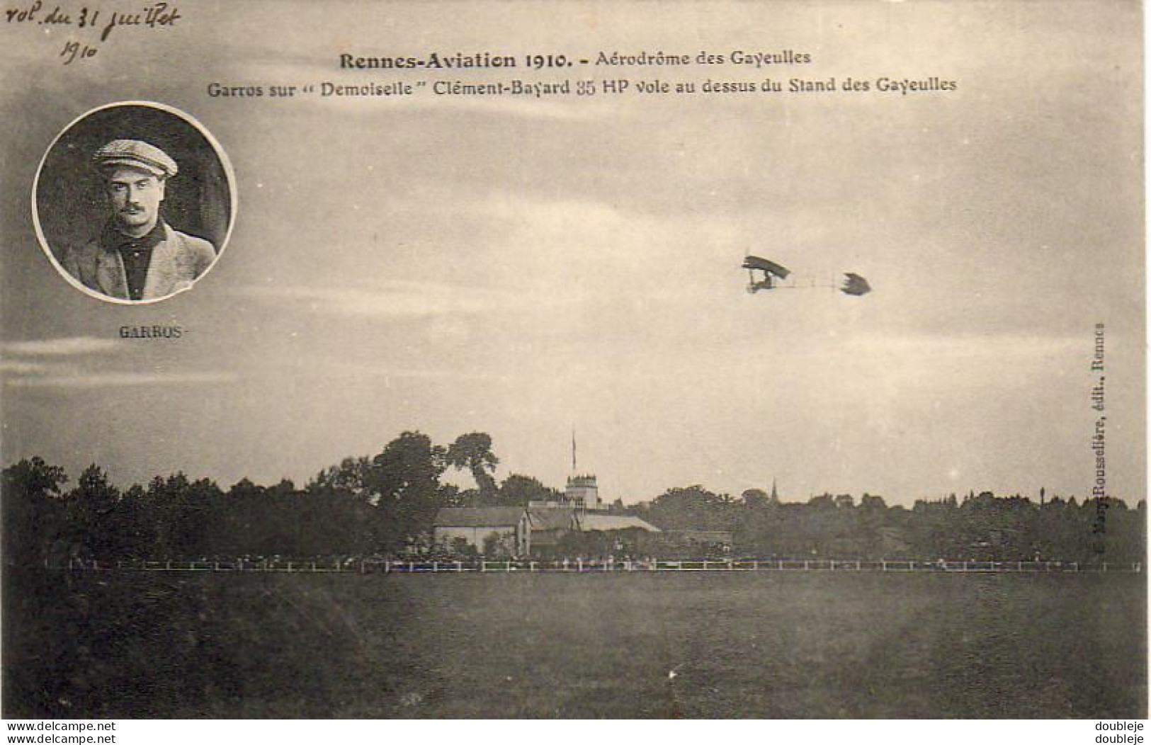 D35  RENNES AVIATION 1910 Aérodrome Des Gayeulles  Garros Sur Demoiselle Au Dessus Du Stand - Rennes