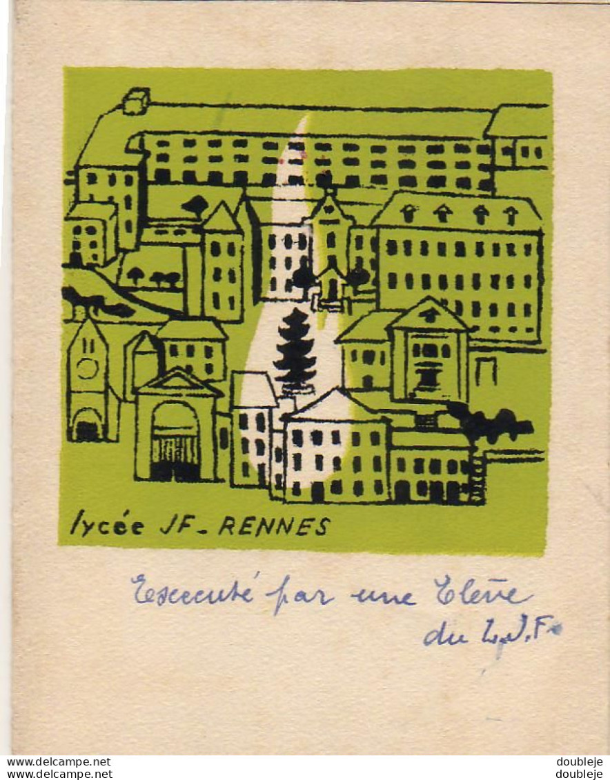 D35  RENNES Lycée De Jeunes Filles  ............ Carte De Vœux Pliante - Rennes